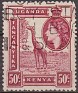 Kenya - 1953 - Landscape - 50 ¢ - Bordeaux - Landscape, Animal, Giraffe - Scott 110 - Elizabeth II Visit - 0